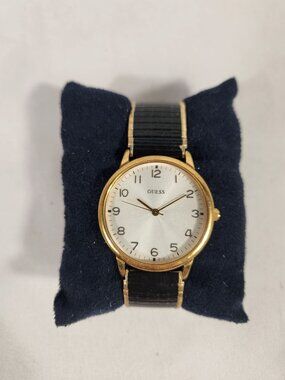 Vintage Guess Womens Watch 1990's Y2K Gold Black Link White Face